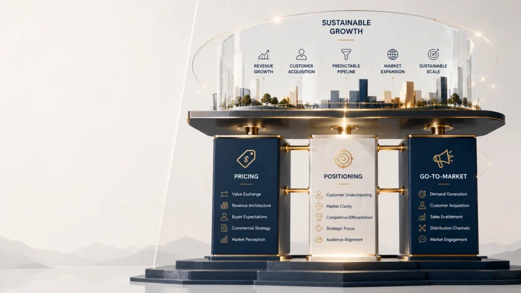 Strategic framework showing pricing, positioning, and go-to-market alignment for revenue growth