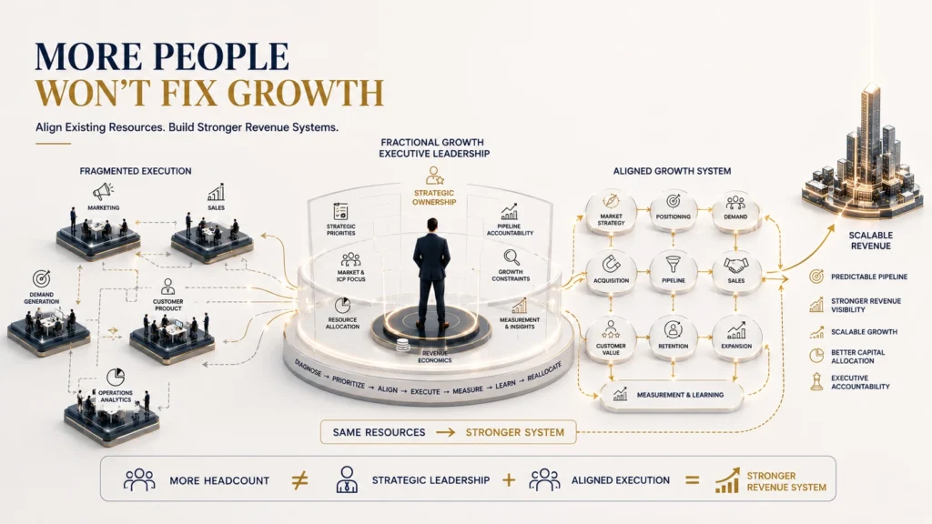 Fractional growth executive aligning leadership, teams, revenue strategy, and scalable growth systems without increasing full-time headcount