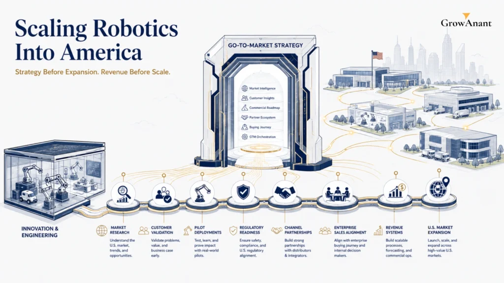 Robotics startup entering the U.S. market with strategic GTM planning, channel partnerships, and customer validation