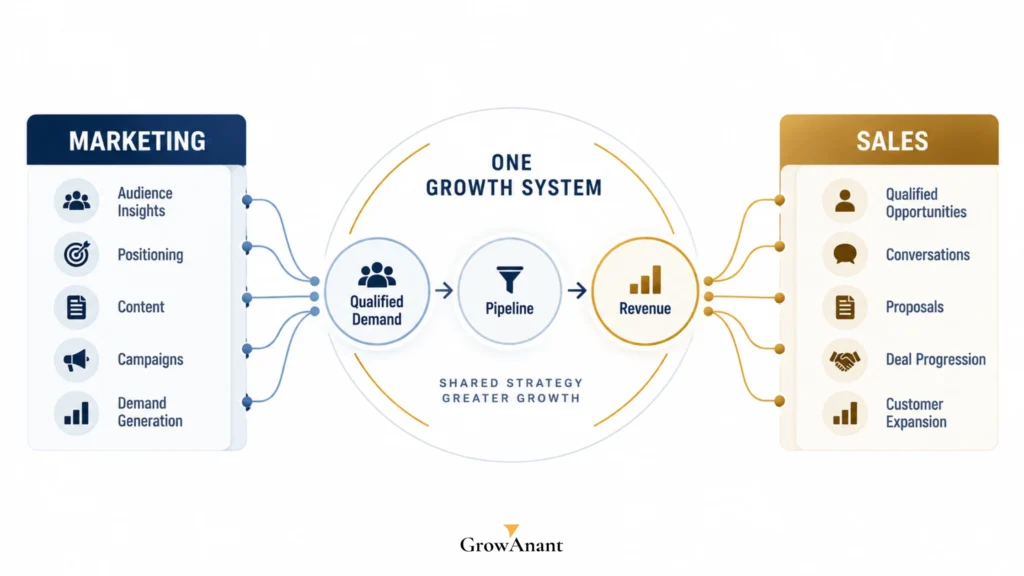 Growth marketing and sales consulting strategy aligning marketing, sales, pipeline, and revenue